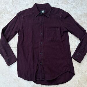 TNA Women's Dark Purple Button Down Shirt